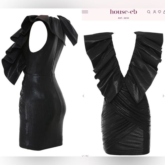 House of CB “Diana” Black Exaggerated Frill XS Dress - Picture 9 of 16
